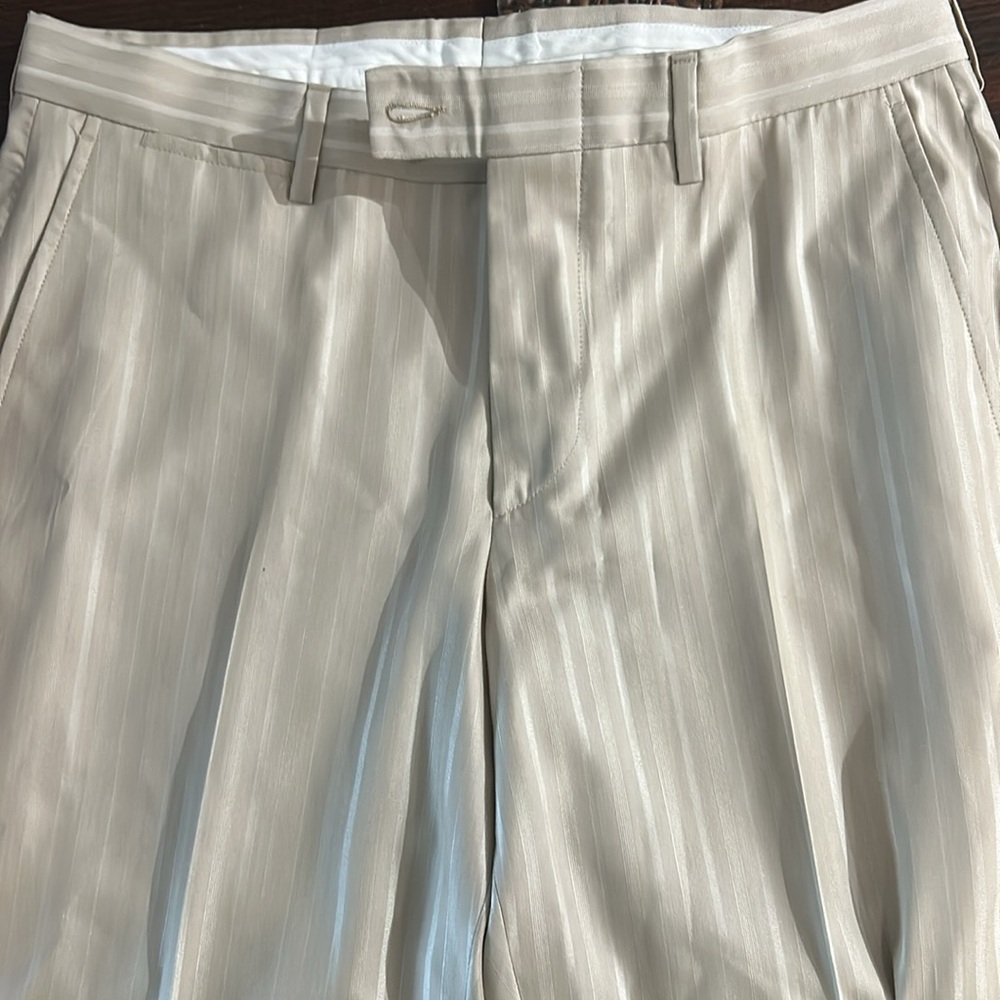 Versace Taupe Striped Trousers. Ladies